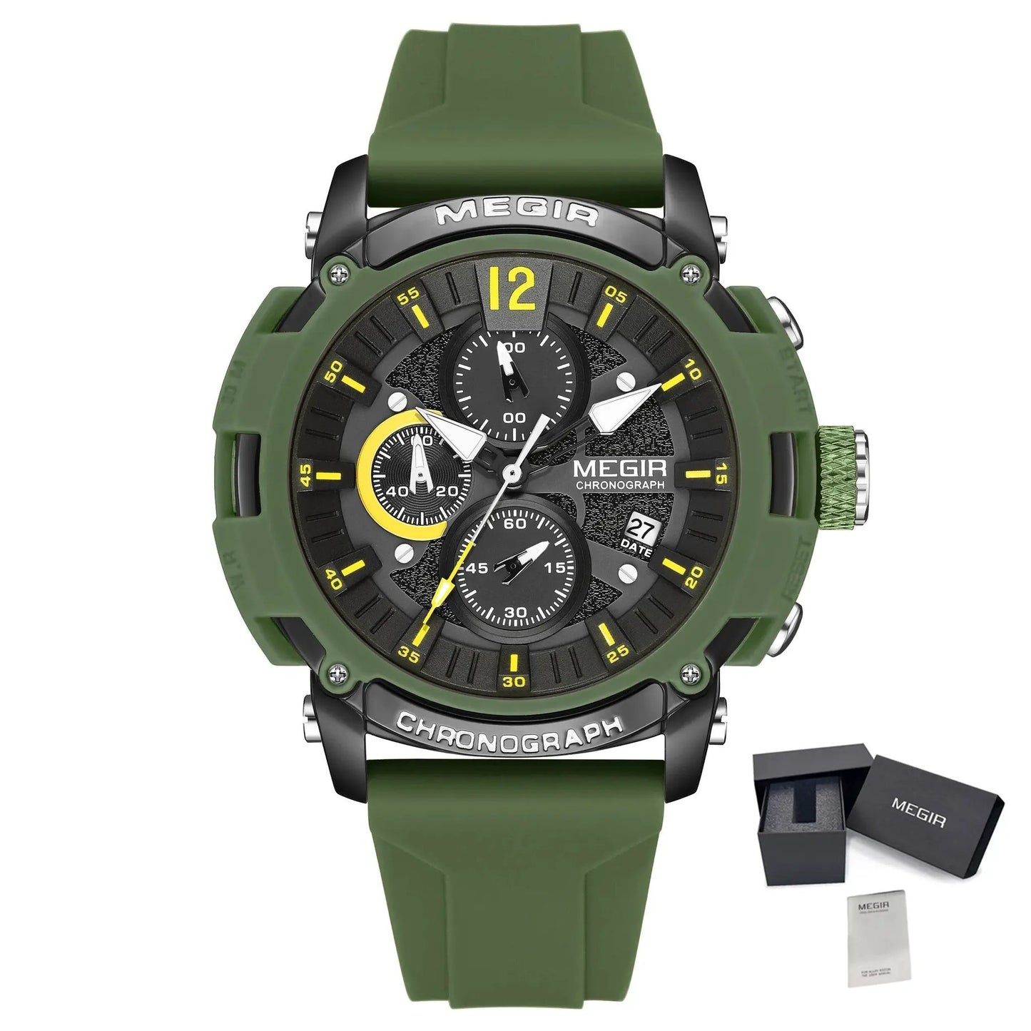 MEGIR Fashion Military Watch for Men Silicone Strap Sport Quartz Chronograph Waterproof Male Clock Wristwatch Reloj Hombre 2208 by MEGIR WATCH GROUP