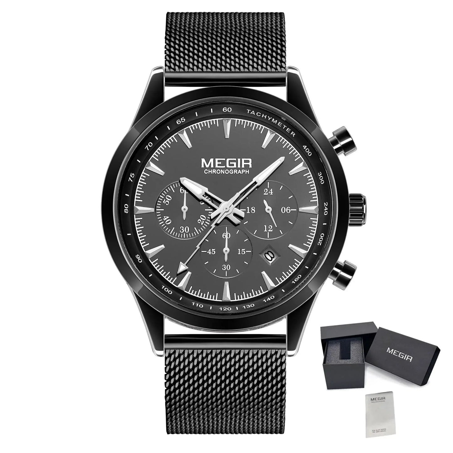 MEGIR Fashion Watch for Men Top Luxury Big Dial Business Quartz Watches Waterproof Steel Wrist Watch Clock Relogio Masculino 2153 by MEGIR WATCH GROUP