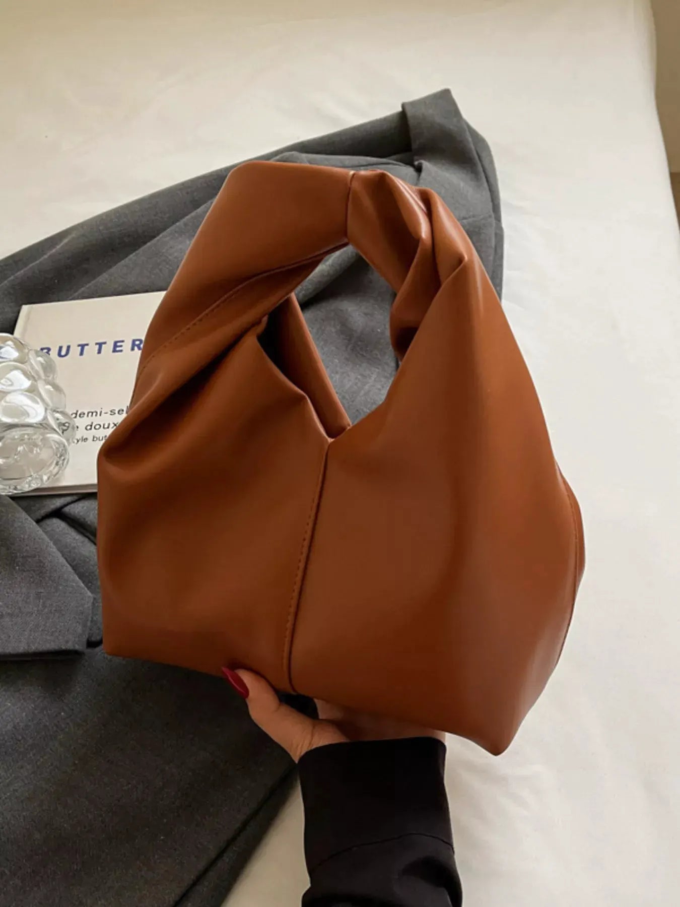 Knot Handle Leather Handbag by Partner Label