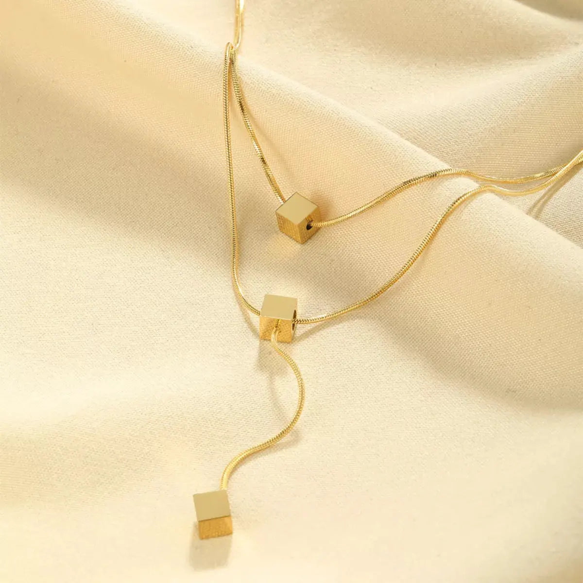 18K Gold-Plated Double Layered Geometric Necklace by Partner Labels