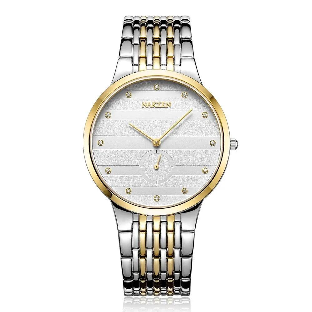 NAKZEN Commerce Diamond Men Watch Famous Luxury Brand Sapphire Watches Men's Stainless Steel Simple Black Gold Watch Male Clock 4036 by MEGIR WATCH GROUP