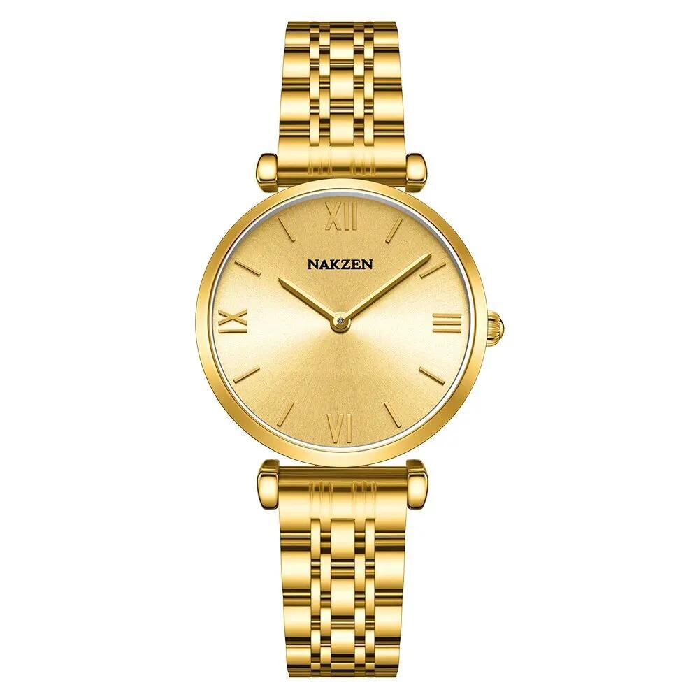 NAKZEN Luxury Crystal Watch Women Waterproof Rose Gold Steel Strap Ladies Wrist Watches Top Brand Bracelet Clock Relogio Feminino 4153 by MEGIR WATCH GROUP