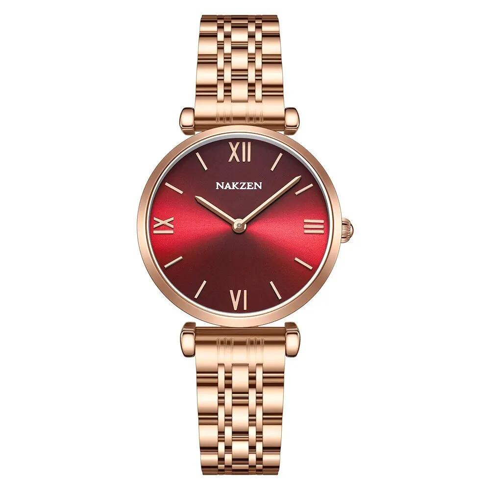 NAKZEN Luxury Crystal Watch Women Waterproof Rose Gold Steel Strap Ladies Wrist Watches Top Brand Bracelet Clock Relogio Feminino 4153 by MEGIR WATCH GROUP