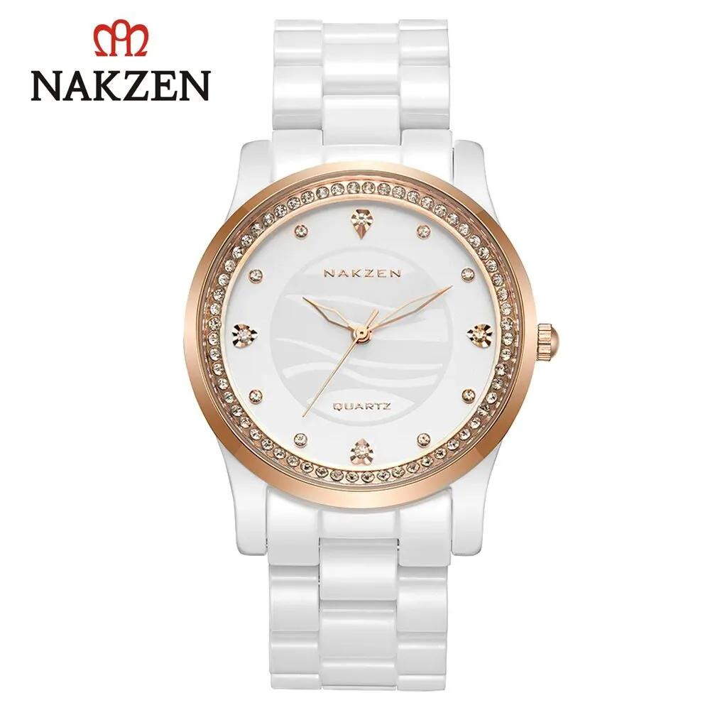NAKZEN New Design Women Watches Elegant Ceramics Reloj Mujer Japanese Quartz Movement Clock for Ladies Luxury Relogio Feminino 1023 by MEGIR WATCH GROUP
