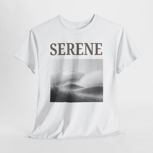 Serene Scenic T Shirt | Minimal Black and White Landscape Graphic Unisex Tee