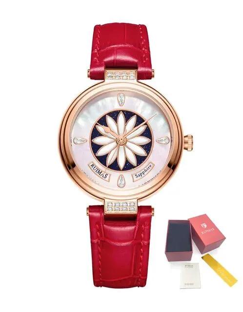 RUIMAS Women's Watch Automatic Mechanical Watches Sapphire Ladies Clock Top Brand Luxury Fashion Female Wristwatch Leather 6776 by MEGIR WATCH GROUP