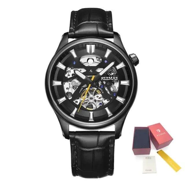 RUIMAS Men Mechanical Wristwatch Fashion Casual Leather Band Watch Luxury Sport Wrist Watch Chronograph Luminous Man Clock 6770 by MEGIR WATCH GROUP