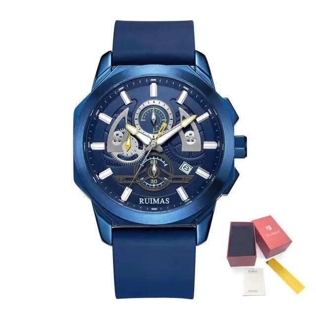 RUIMAS Sports Watches for Men Casual Luxury Quartz Wristwatch Calendar Luminous Silicone Chronograph Clock reloj hombre 581 by MEGIR WATCH GROUP