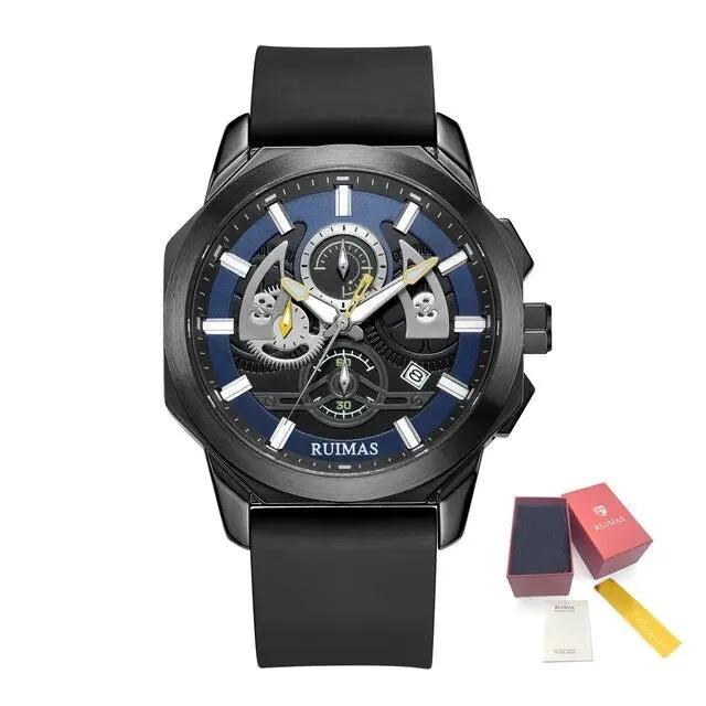 RUIMAS Sports Watches for Men Casual Luxury Quartz Wristwatch Calendar Luminous Silicone Chronograph Clock reloj hombre 581 by MEGIR WATCH GROUP