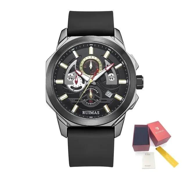 RUIMAS Sports Watches for Men Casual Luxury Quartz Wristwatch Calendar Luminous Silicone Chronograph Clock reloj hombre 581 by MEGIR WATCH GROUP