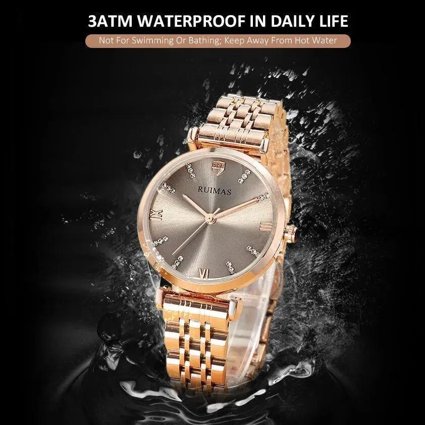 RUIMAS Women Watches Top Brand Luxury Quartz Watch Waterproof Fashion Ladies Wristwatch Stain Steel Dress Clock Reloj Mujer 536 by MEGIR WATCH GROUP