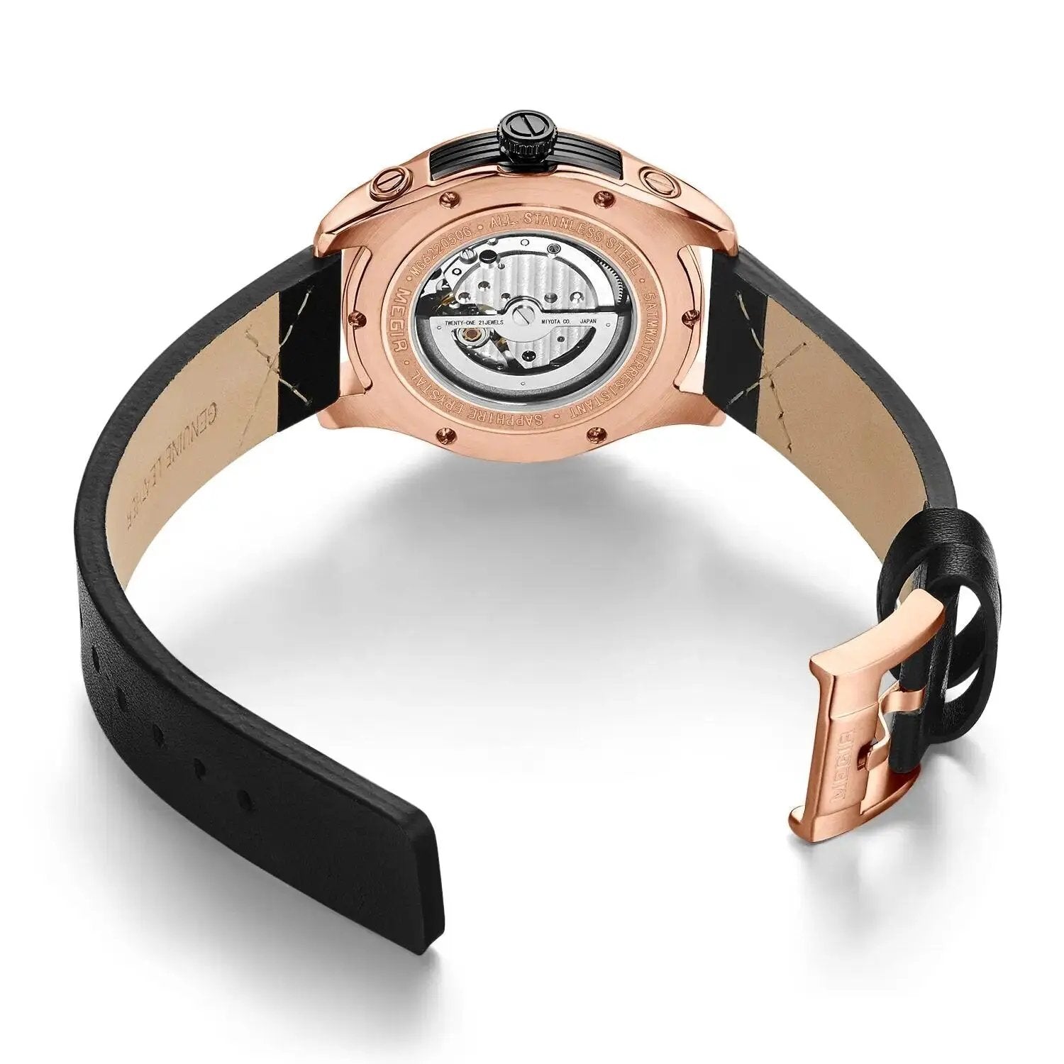 MEGIR Automatic Movement Mechanical Watches Men Luxury Fashion Leather Business Wristwatch Clock Big Dial Male Reloj Hombre 62050 by MEGIR WATCH GROUP