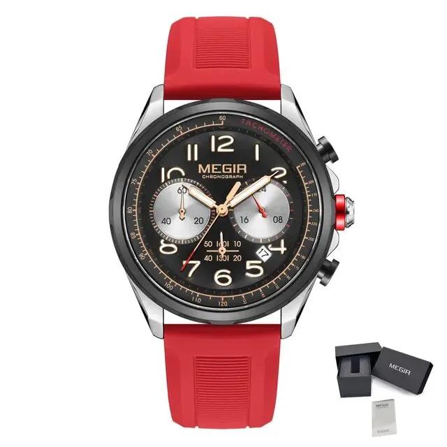 MEGIR Men Watches Luxury Quartz Wristwatch Gray Waterproof Military Sports Chronograph Silicone Strap Clock Montre Homme 2230 by MEGIR WATCH GROUP