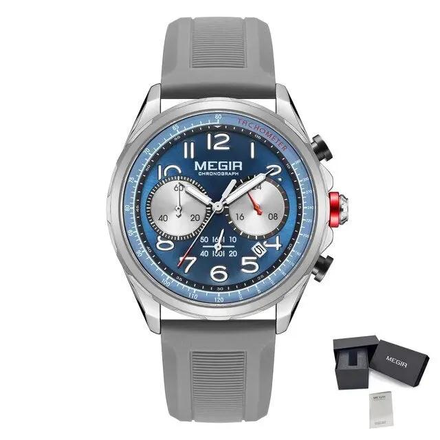 MEGIR Men Watches Luxury Quartz Wristwatch Gray Waterproof Military Sports Chronograph Silicone Strap Clock Montre Homme 2230 by MEGIR WATCH GROUP