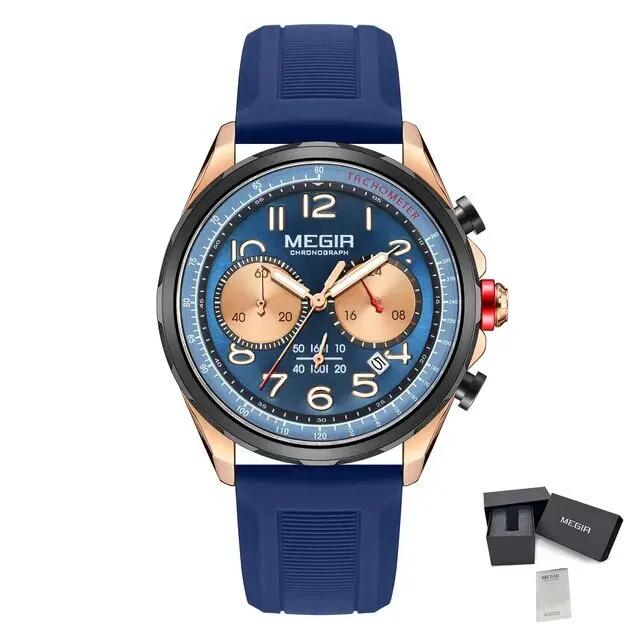 MEGIR Men Watches Luxury Quartz Wristwatch Gray Waterproof Military Sports Chronograph Silicone Strap Clock Montre Homme 2230 by MEGIR WATCH GROUP