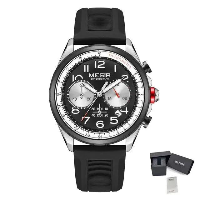 MEGIR Men Watches Luxury Quartz Wristwatch Gray Waterproof Military Sports Chronograph Silicone Strap Clock Montre Homme 2230 by MEGIR WATCH GROUP