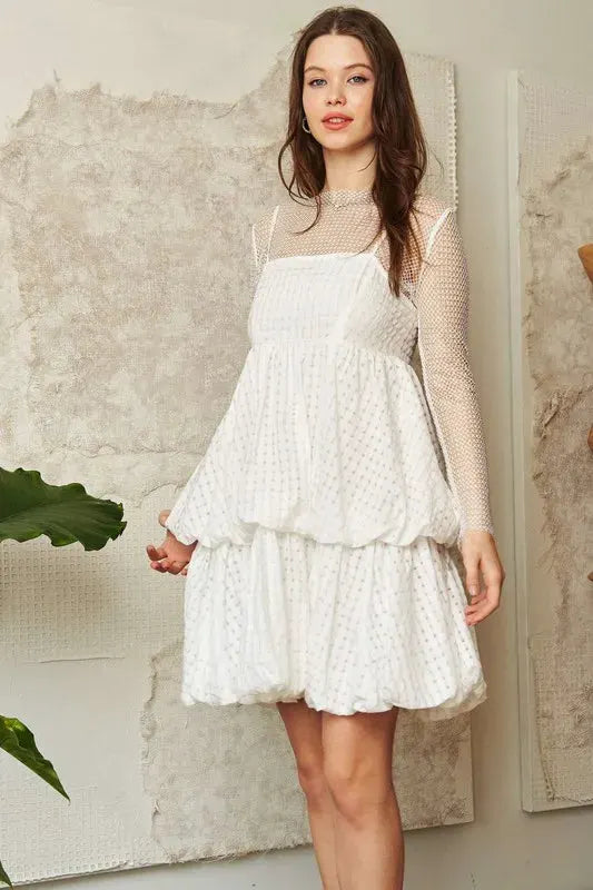 Davi & Dani Checker Print Side Pockets Textured Mini Dress by Davi & Dani