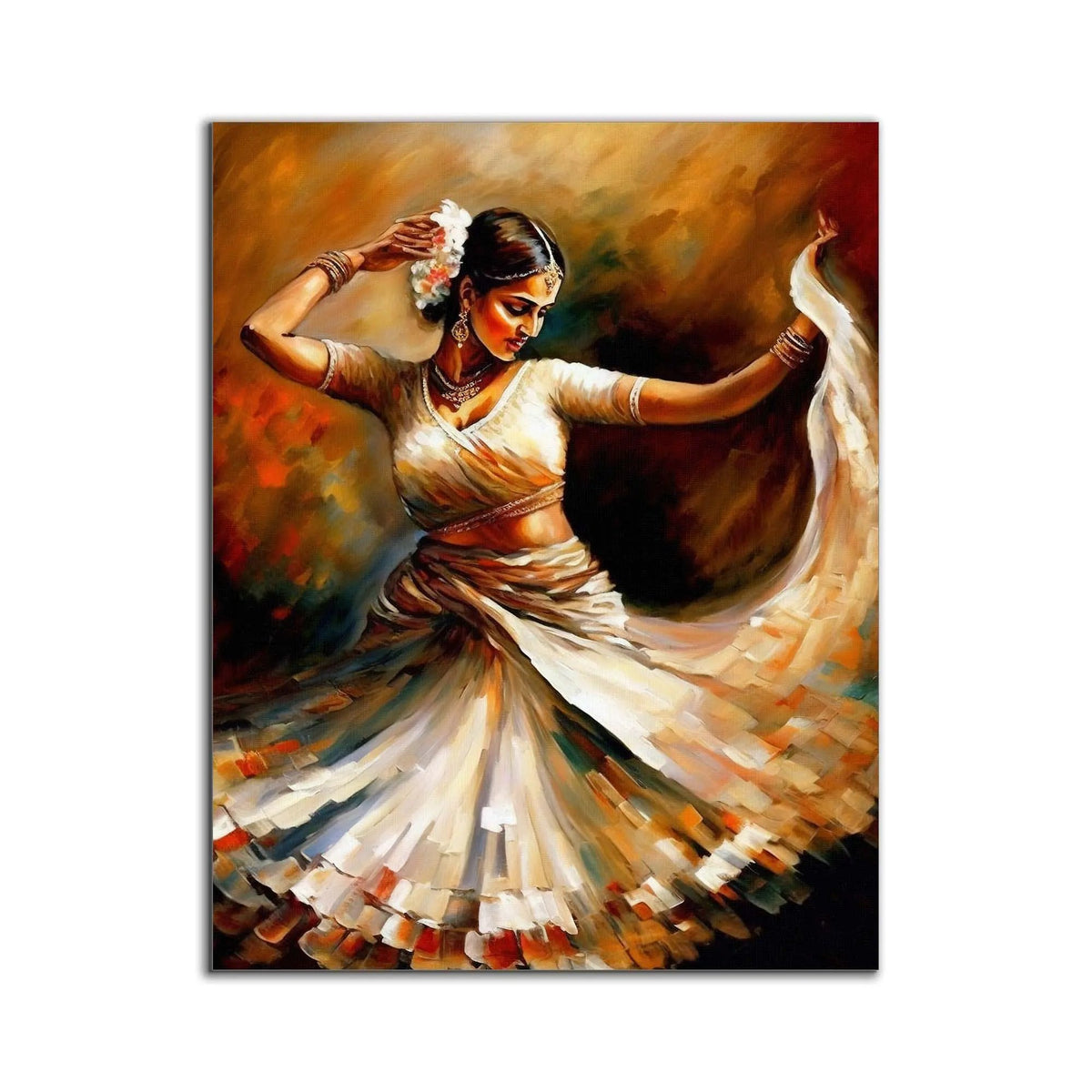 Wall Art- Dance in orange -Fine Art - Gold varnish- Canvas Print by Gtaart.ca