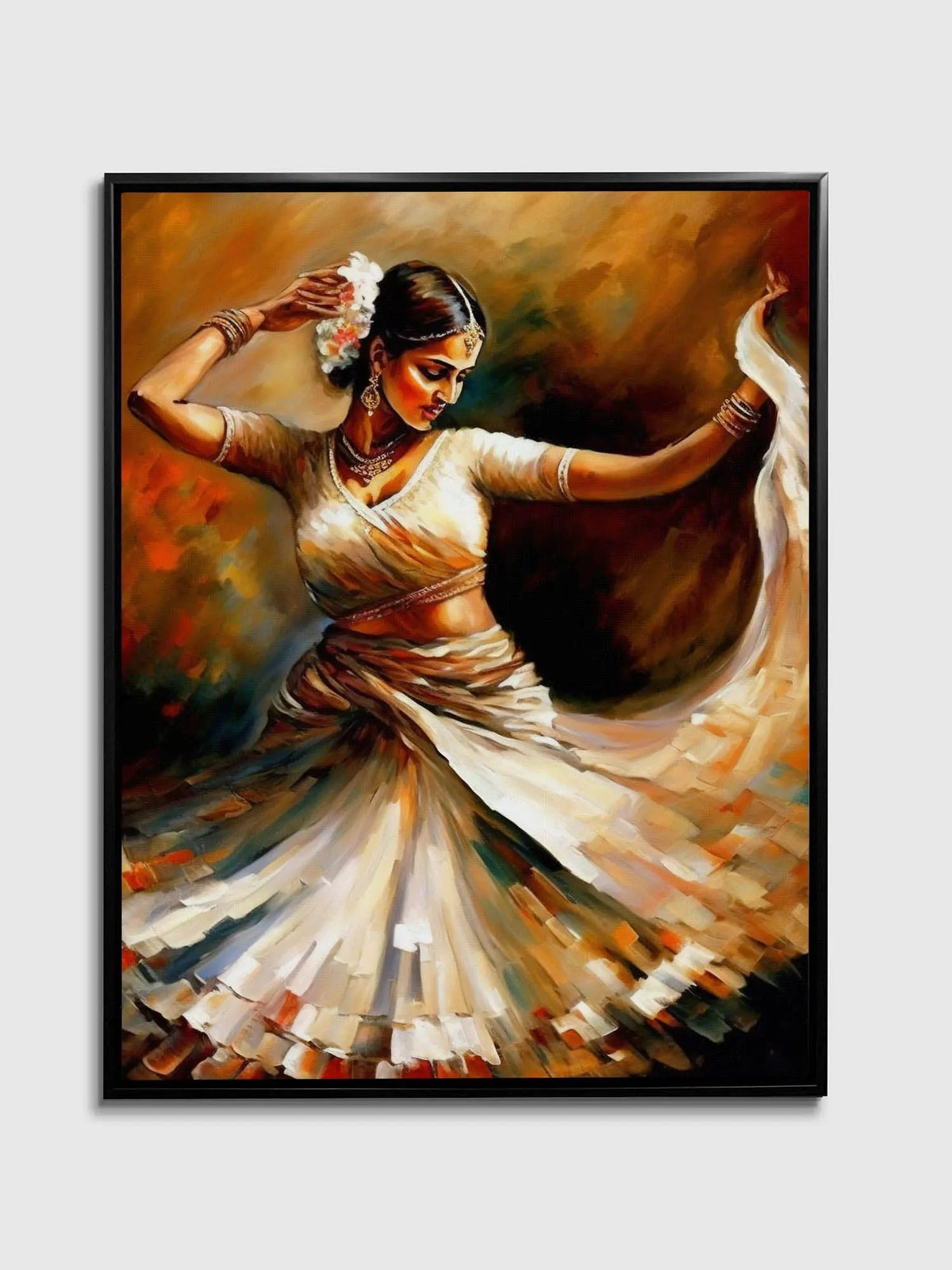 Wall Art- Dance in orange -Fine Art - Gold varnish- Canvas Print by Gtaart.ca