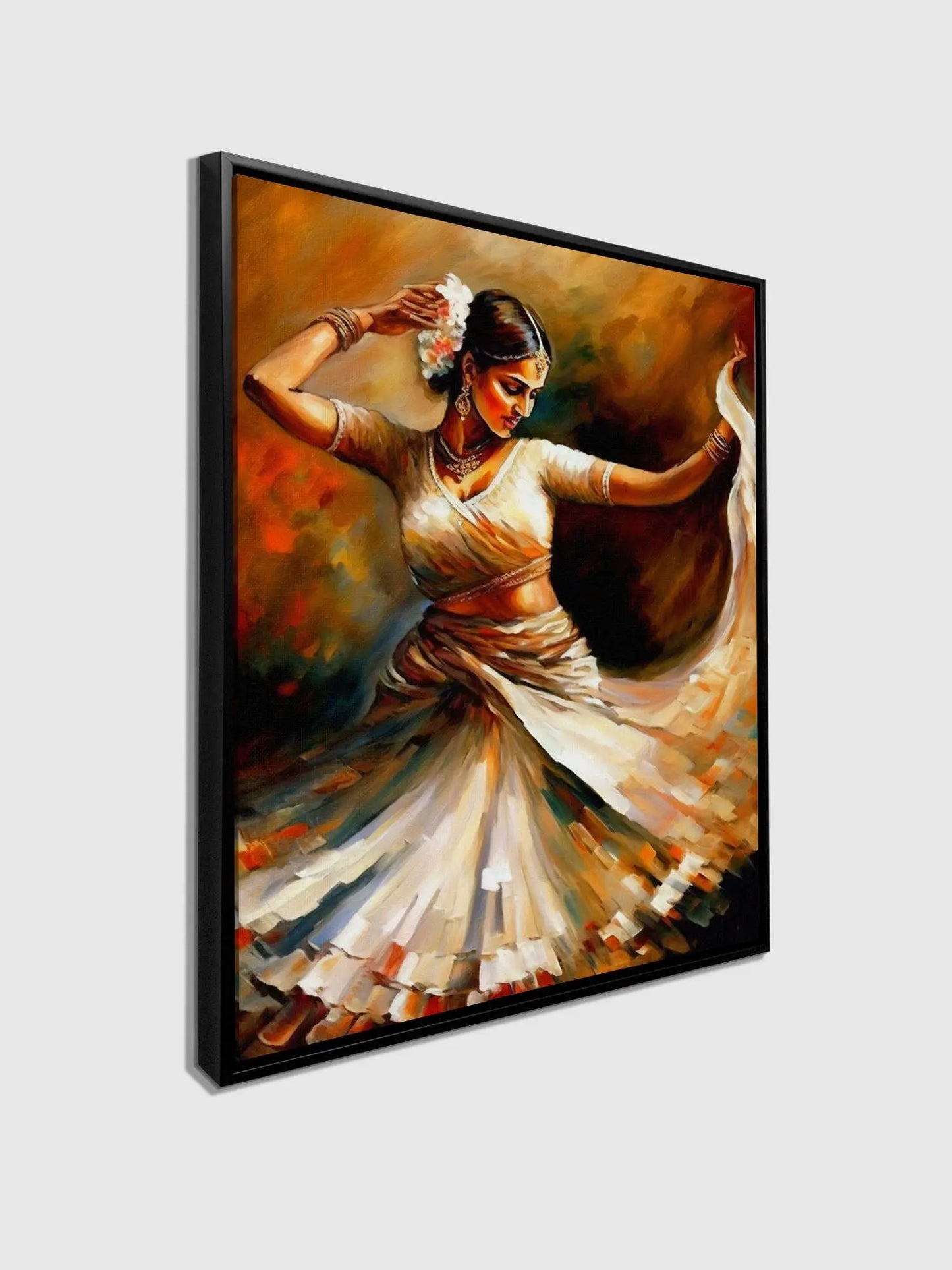 Wall Art- Dance in orange -Fine Art - Gold varnish- Canvas Print by Gtaart.ca
