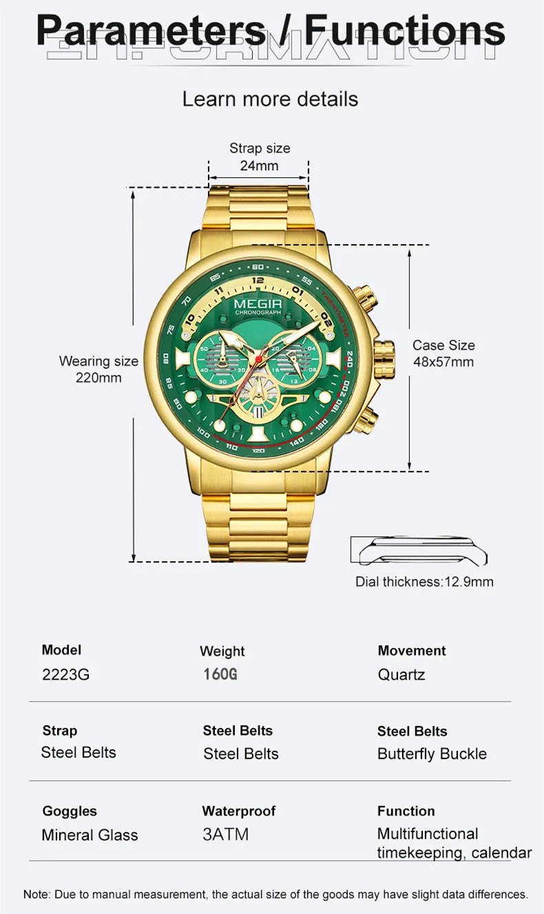 MEGIR Luxury Men Watches Stainless Steel Quartz Wristwatches Fashion Men Business Watch Clock Male Chronograph Relogio Masculino 2223 by MEGIR WATCH GROUP