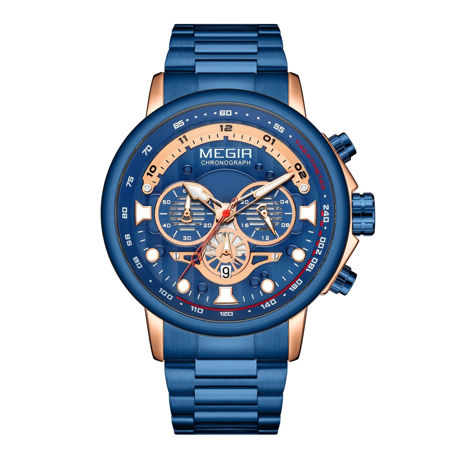 MEGIR Luxury Men Watches Stainless Steel Quartz Wristwatches Fashion Men Business Watch Clock Male Chronograph Relogio Masculino 2223 by MEGIR WATCH GROUP
