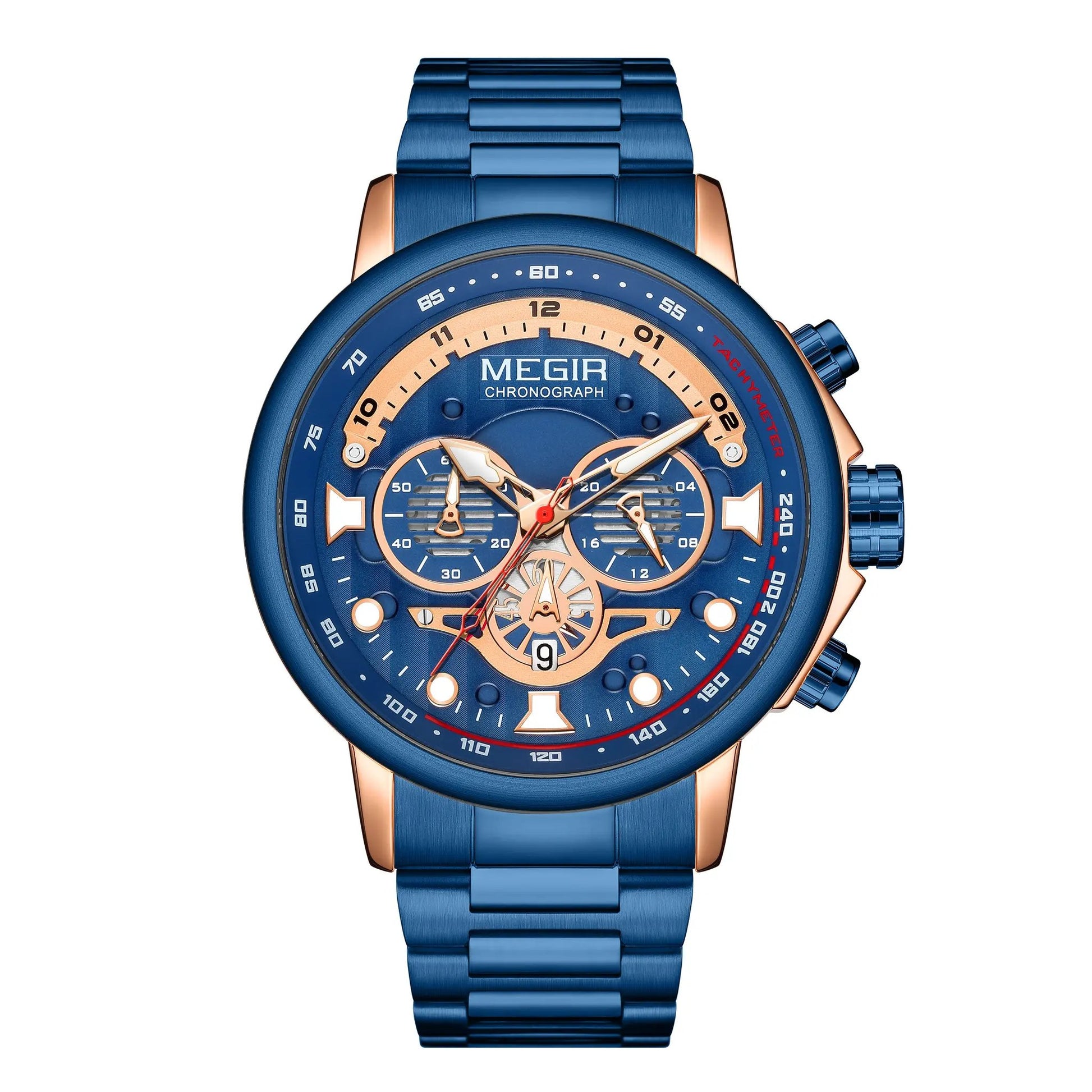 MEGIR Luxury Men Watches Stainless Steel Quartz Wristwatches Fashion Men Business Watch Clock Male Chronograph Relogio Masculino 2223 by MEGIR WATCH GROUP