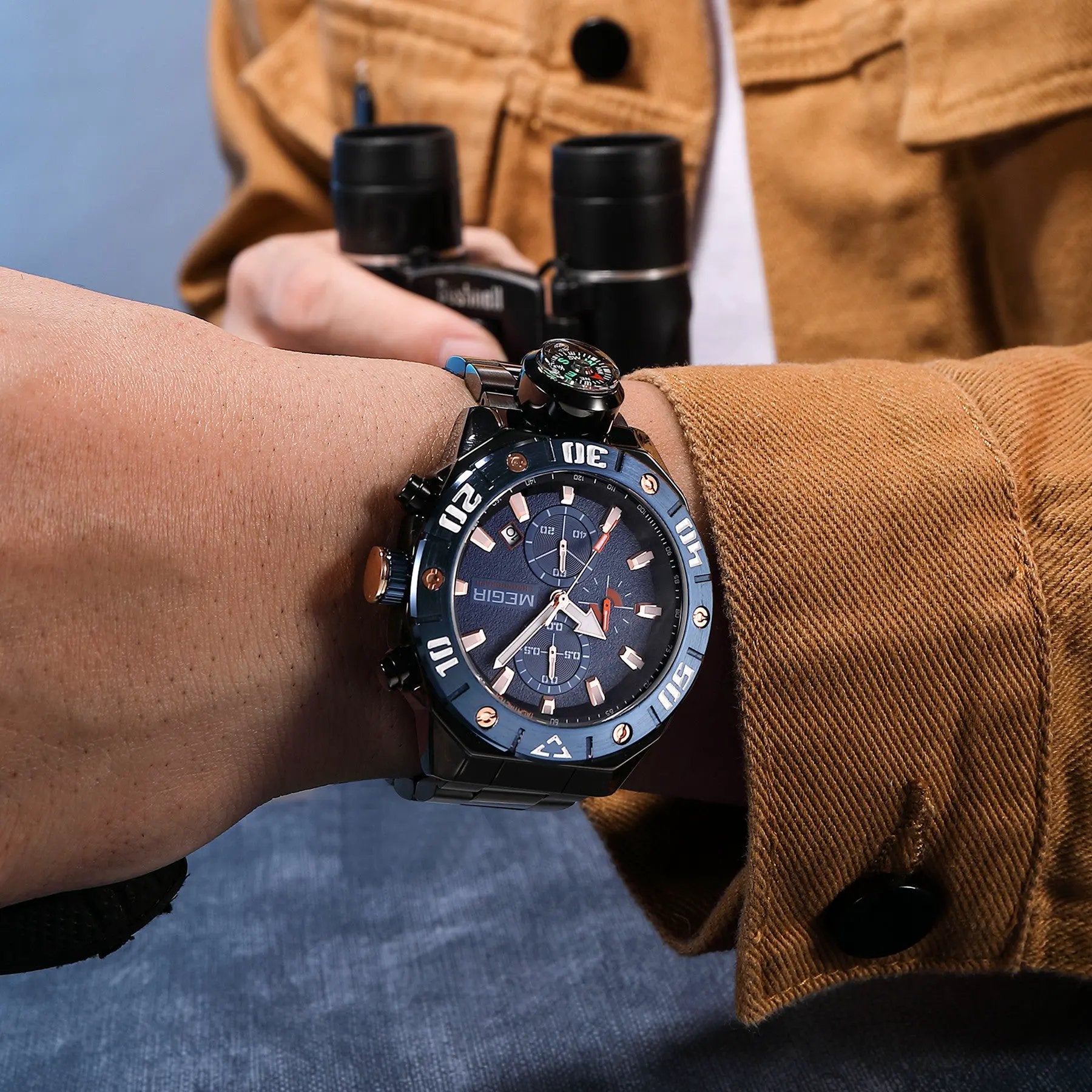 MEGIR Watch Top Brand Luxury Business Quartz Watches Chronograph Stainless Steel Calendar Luminous Clock WristWatch Montre Homme 2219 by MEGIR WATCH GROUP