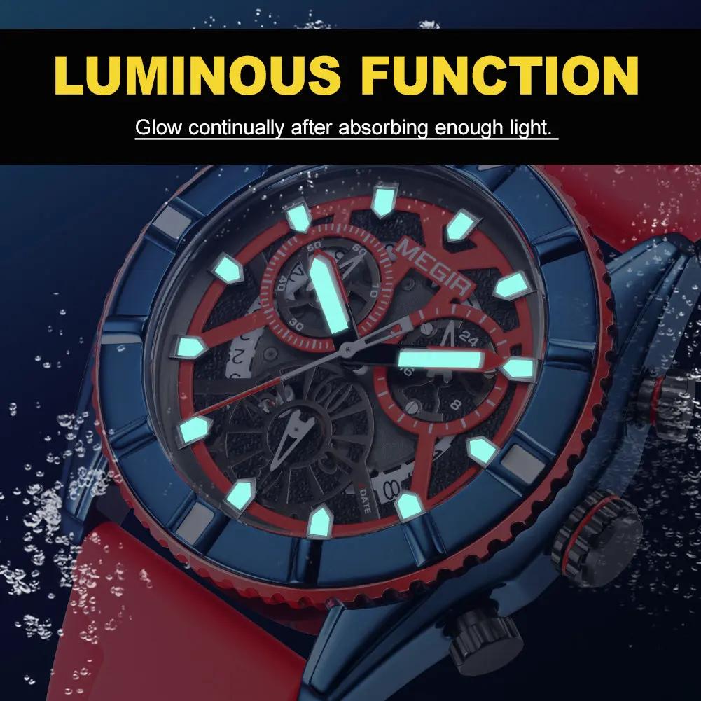 MEGIR Fashion Military Sports Watches for Men Silicone Waterproof Quartz Wristwatches with Chronograph Clock Date 24-hour 2209 by MEGIR WATCH GROUP