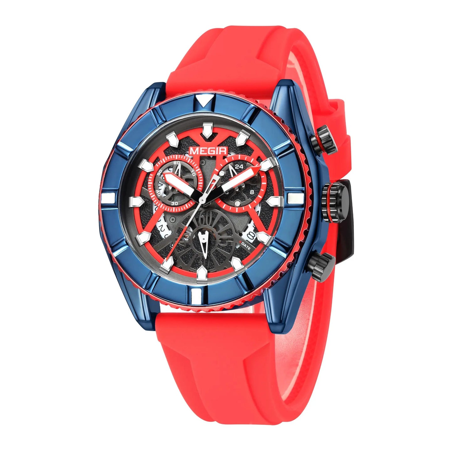 MEGIR Fashion Military Sports Watches for Men Silicone Waterproof Quartz Wristwatches with Chronograph Clock Date 24-hour 2209 by MEGIR WATCH GROUP
