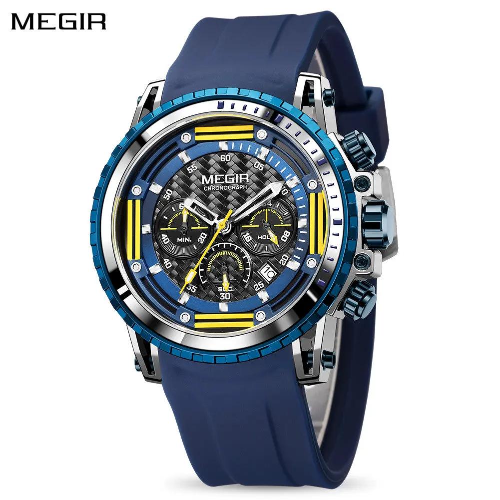 MEGIR Men's Sports Military Watches Fashion Luxury Quartz Wristwatch Silicone Strap Waterproof Chronograph Luminous Male Clock 2143 by MEGIR WATCH GROUP
