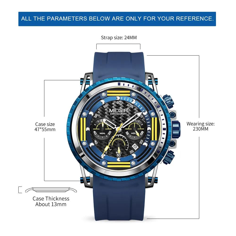 MEGIR Men's Sports Military Watches Fashion Luxury Quartz Wristwatch Silicone Strap Waterproof Chronograph Luminous Male Clock 2143 by MEGIR WATCH GROUP
