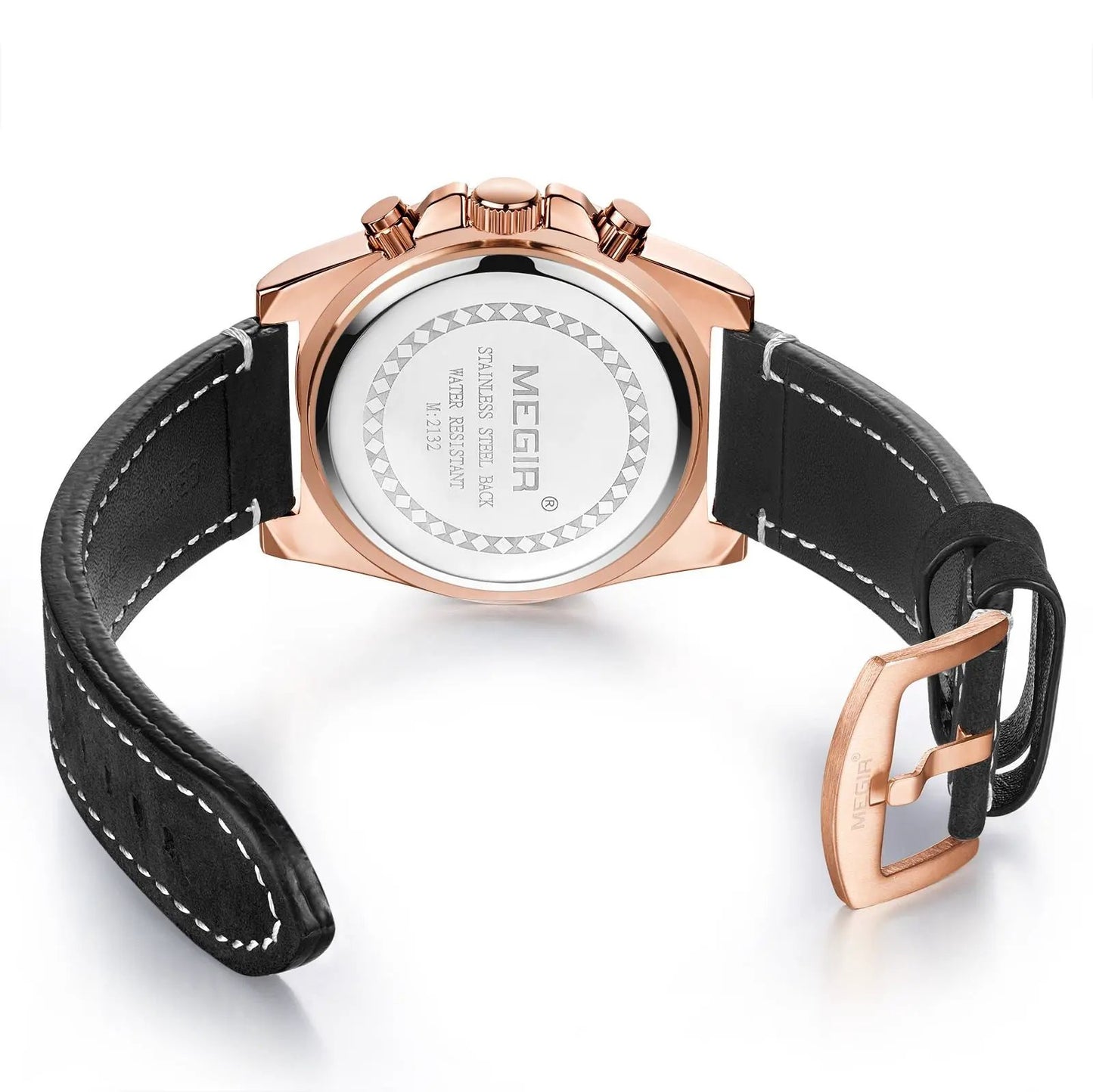 MEGIR Fashion Watches for Men Leather Strap Sport Military Wristwatch Man Quartz Watch Waterproof Chronograph with Calendar 2132 by MEGIR WATCH GROUP