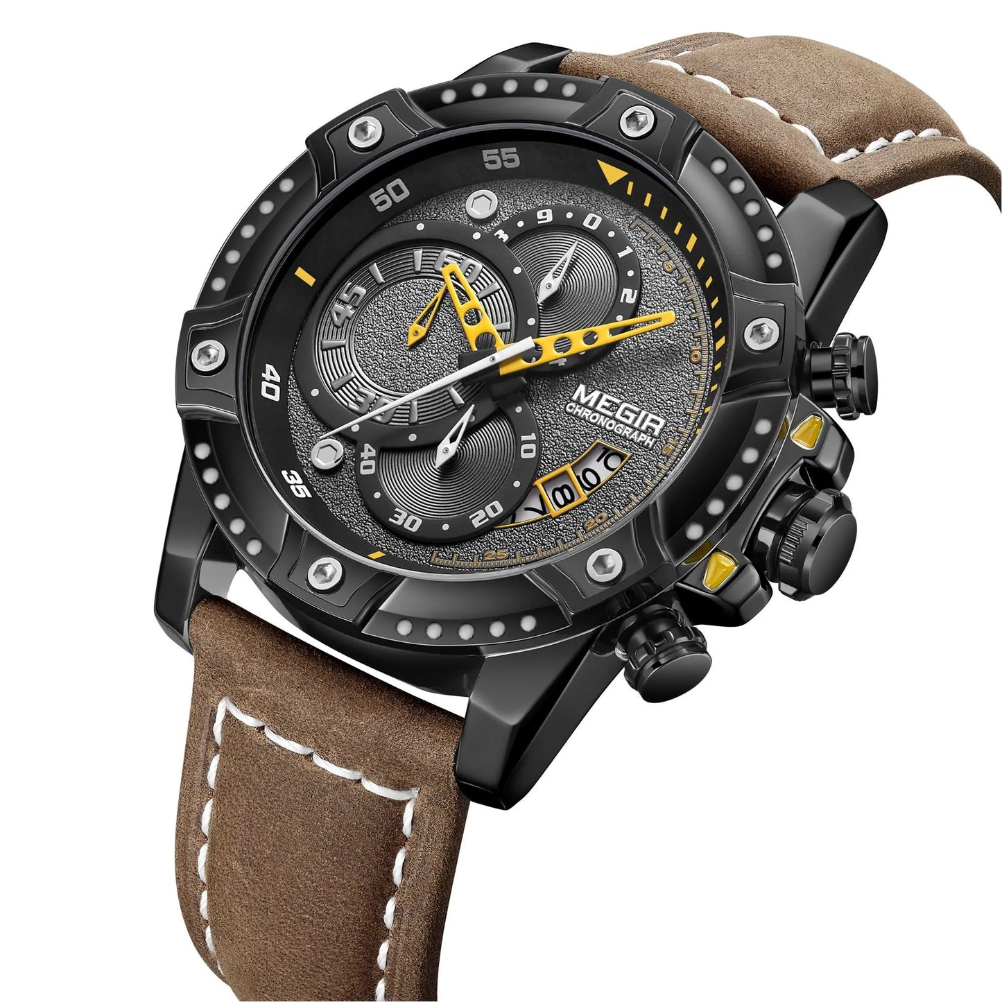 MEGIR Men Watches Luxury Brand Quartz Wristwatch Waterproof Leather Military Sport Watch Casual Clock Chronograph Reloj Hombre 2130 by MEGIR WATCH GROUP