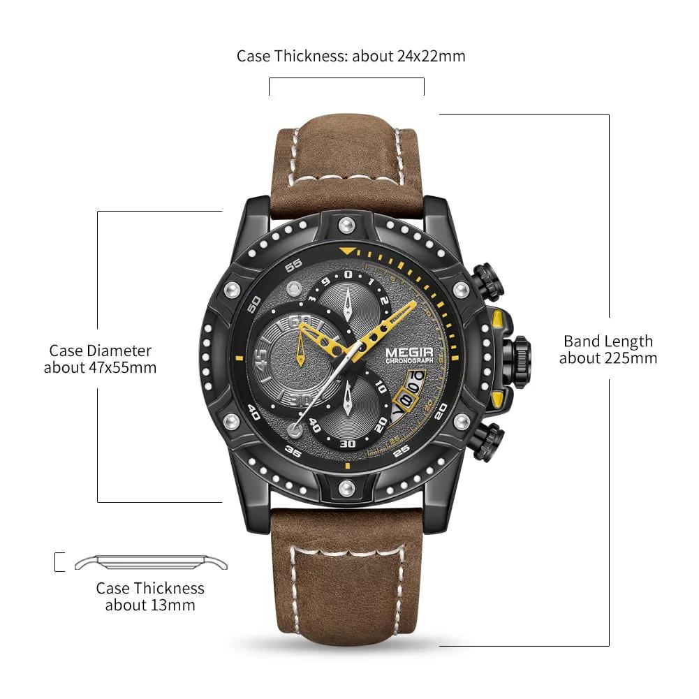 MEGIR Men Watches Luxury Brand Quartz Wristwatch Waterproof Leather Military Sport Watch Casual Clock Chronograph Reloj Hombre 2130 by MEGIR WATCH GROUP