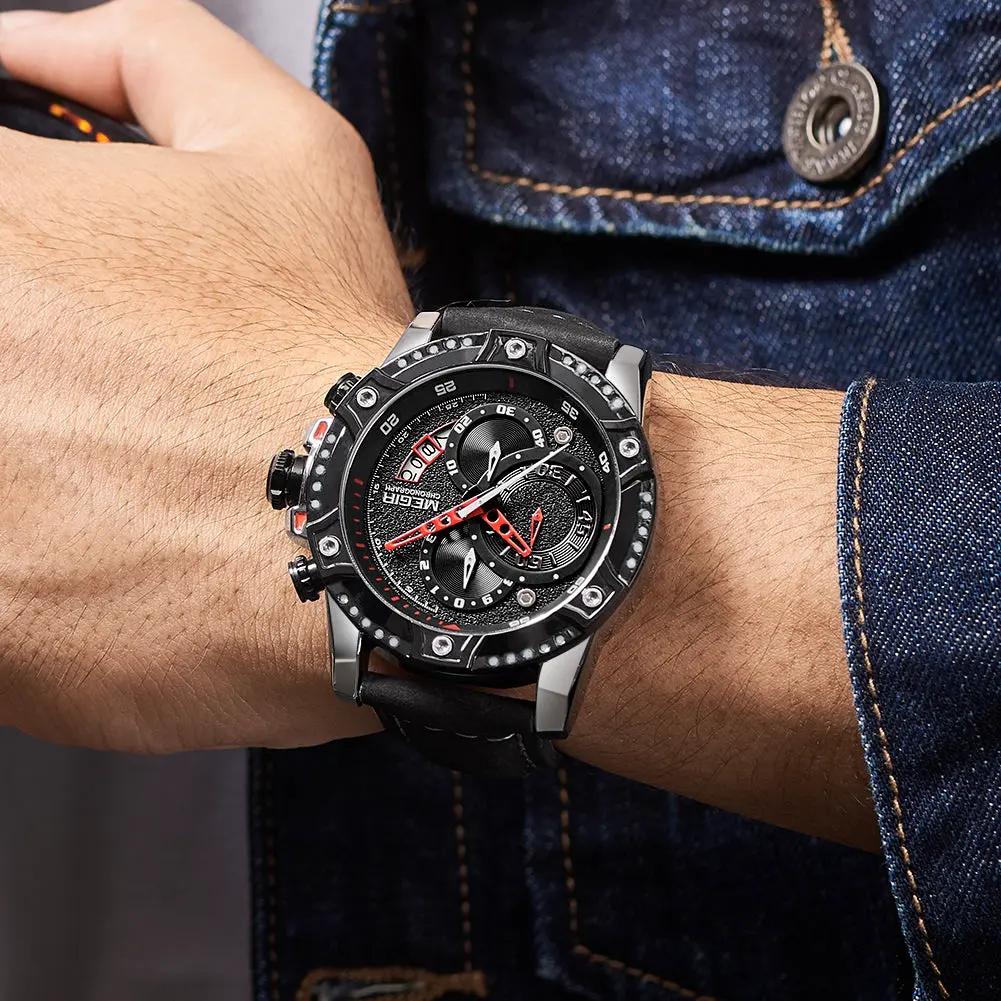 MEGIR Men Watches Luxury Brand Quartz Wristwatch Waterproof Leather Military Sport Watch Casual Clock Chronograph Reloj Hombre 2130 by MEGIR WATCH GROUP