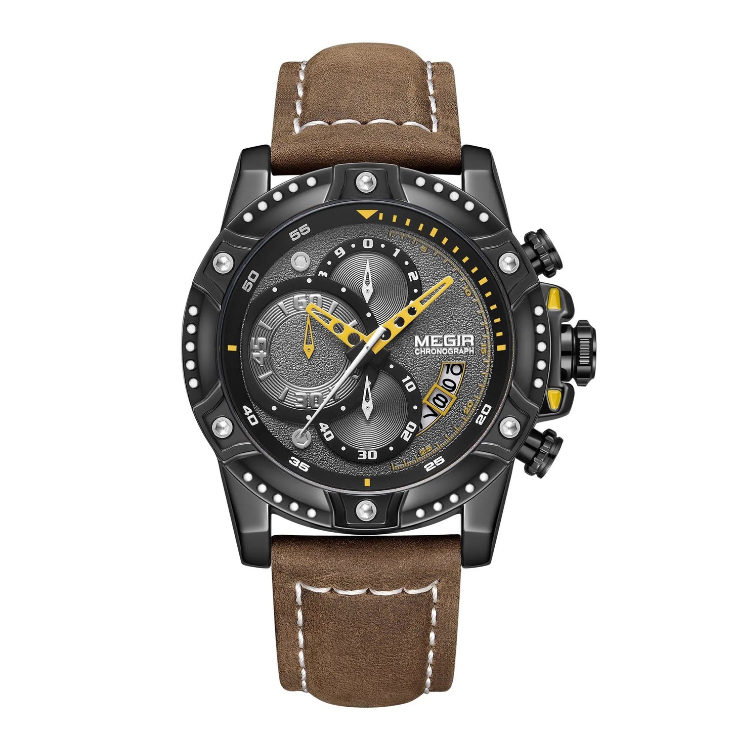 MEGIR Men Watches Luxury Brand Quartz Wristwatch Waterproof Leather Military Sport Watch Casual Clock Chronograph Reloj Hombre 2130 by MEGIR WATCH GROUP