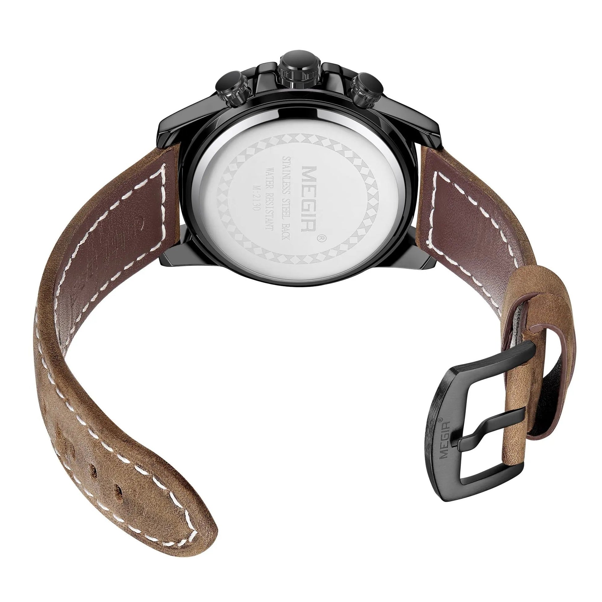 MEGIR Men Watches Luxury Brand Quartz Wristwatch Waterproof Leather Military Sport Watch Casual Clock Chronograph Reloj Hombre 2130 by MEGIR WATCH GROUP