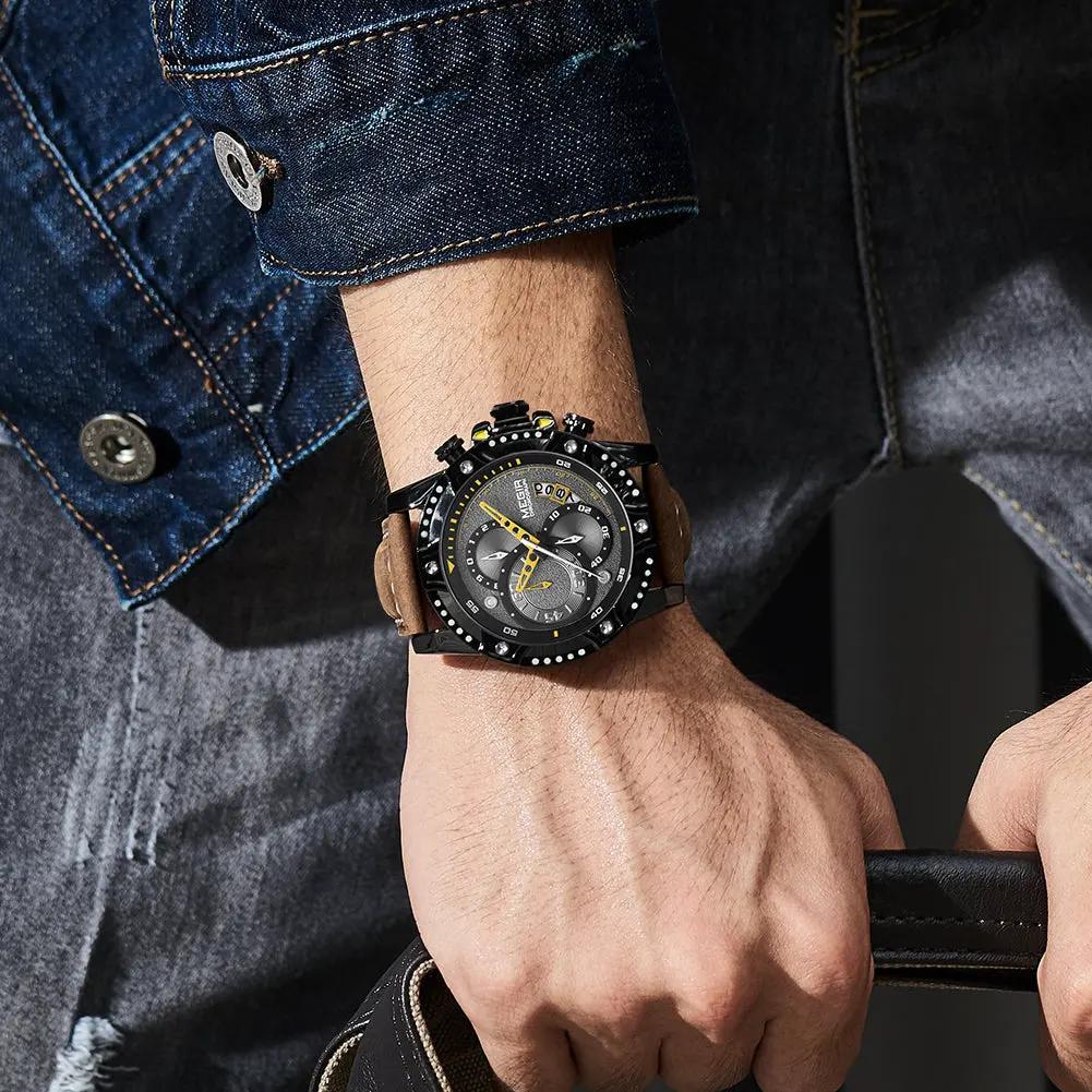 MEGIR Men Watches Luxury Brand Quartz Wristwatch Waterproof Leather Military Sport Watch Casual Clock Chronograph Reloj Hombre 2130 by MEGIR WATCH GROUP