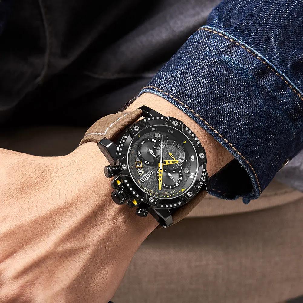 MEGIR Men Watches Luxury Brand Quartz Wristwatch Waterproof Leather Military Sport Watch Casual Clock Chronograph Reloj Hombre 2130 by MEGIR WATCH GROUP