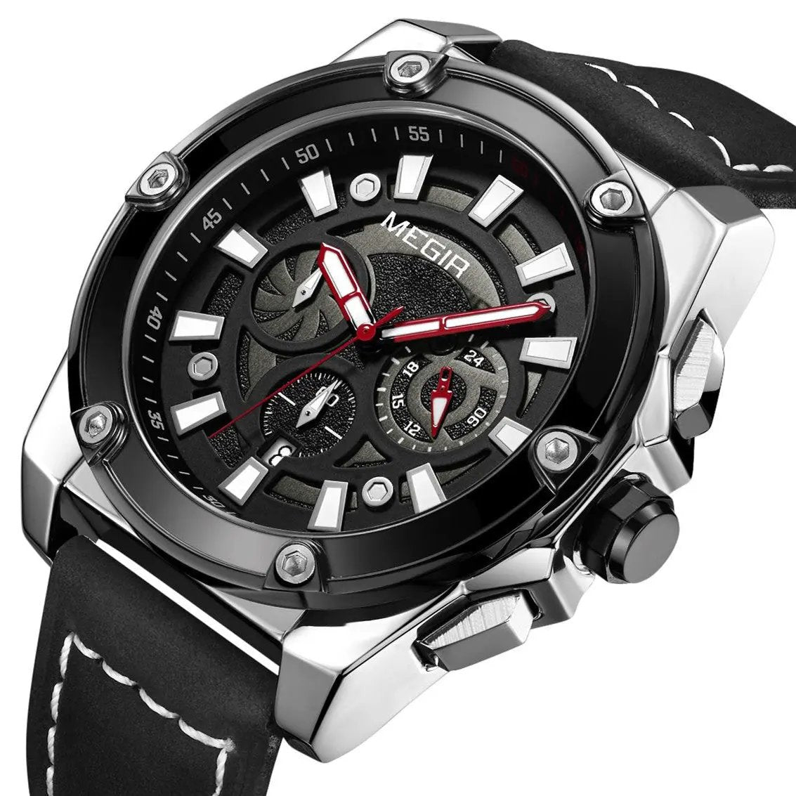 MEGIR Men's Watches Top Brand Luxury Casual Sports Wrist Watch Leather Strap Quartz Male Clock Chronograph Relogio Masculino 2122 by MEGIR WATCH GROUP