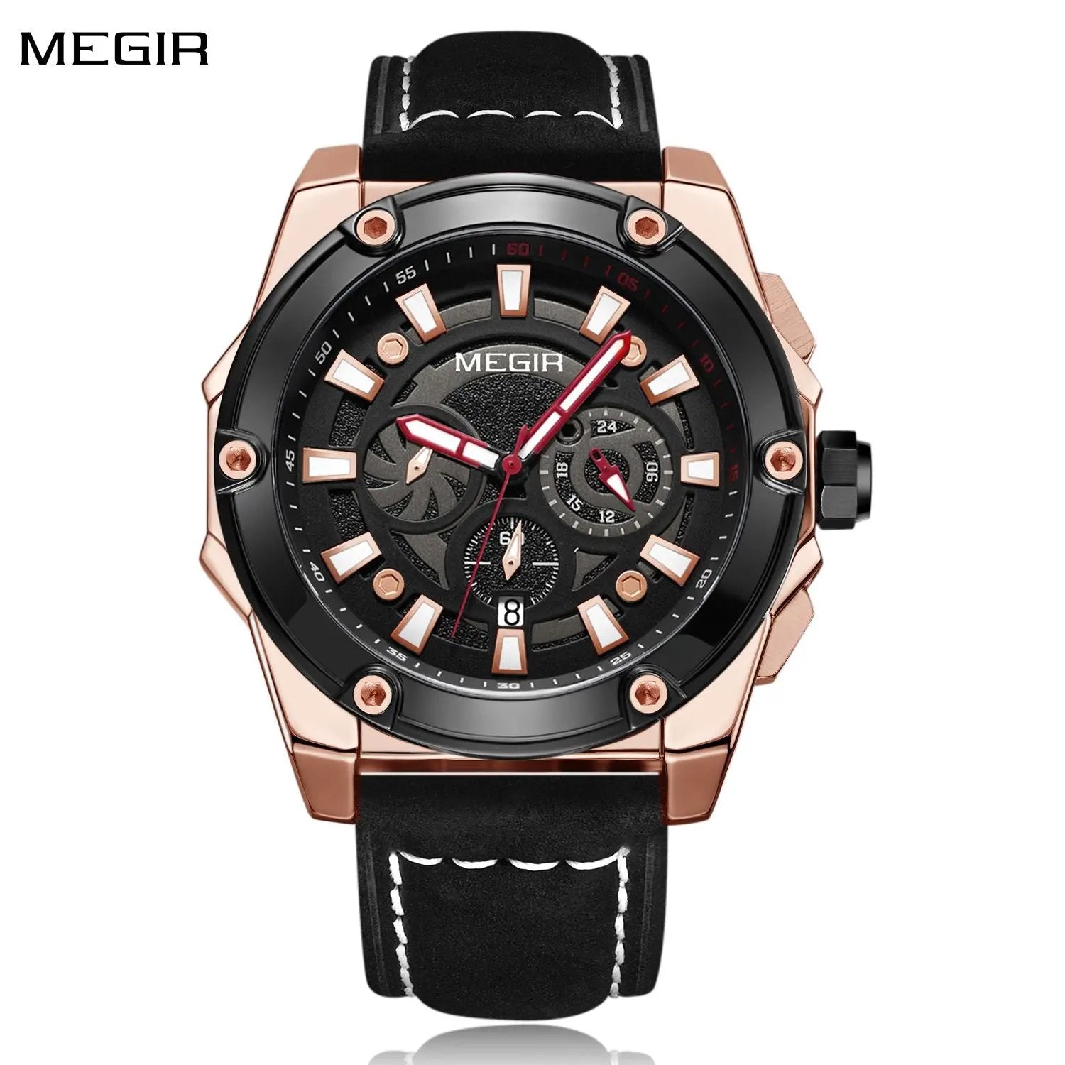 MEGIR Men's Watches Top Brand Luxury Casual Sports Wrist Watch Leather Strap Quartz Male Clock Chronograph Relogio Masculino 2122 by MEGIR WATCH GROUP