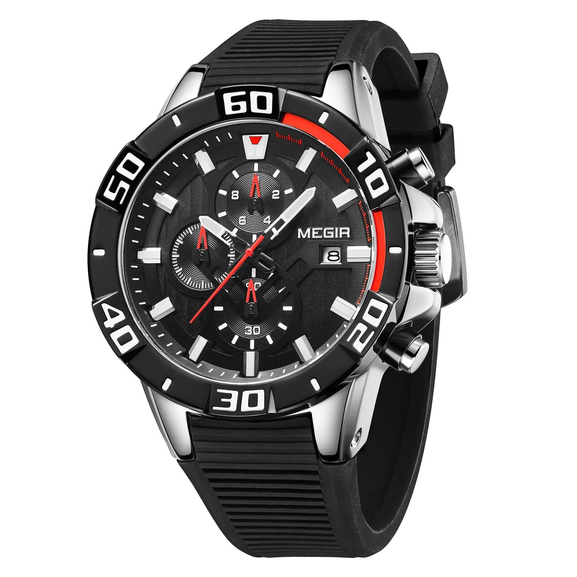 MEGIR Men Wristwatch Top Brand Luxury Silicone Strap Sport Watches Waterproof Luminous Quartz Clock Chronograph Reloj Hombre 2121 by MEGIR WATCH GROUP