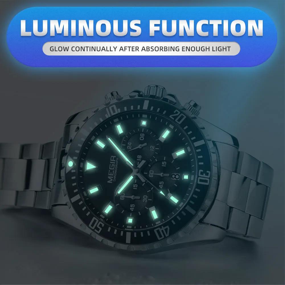 MEGIR Original Luxury Men Business Quartz Watch Stainless Steel Bracelet Chronograph Male Military Wristwatch Clock Relogio Masculino 2064 by MEGIR WATCH GROUP