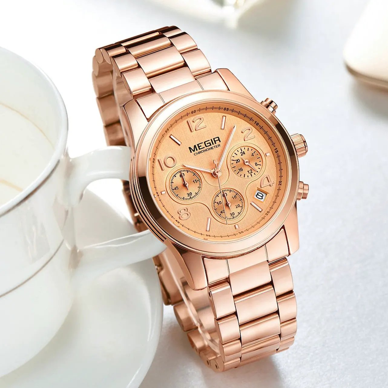 MEGIR Luxury Elegant Women Watch Stainless Steel Ladies Quartz Wristwatch Fashion Female Watches Casual Femme Relogio 2057 by MEGIR WATCH GROUP