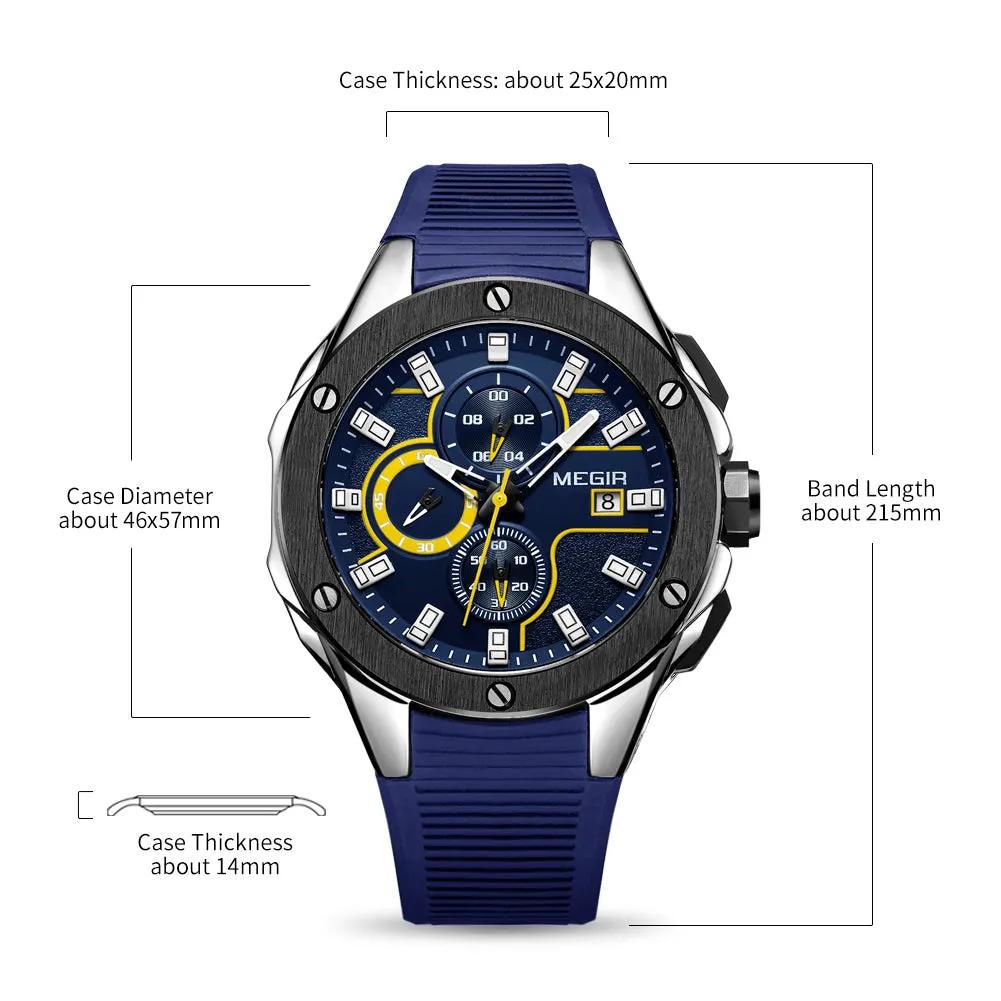 MEGIR Men Sport Military Watch Luxury Luminous Waterproof Chronograph Quartz Wristwatch Date Clock Relogio Masculino 2053 by MEGIR WATCH GROUP