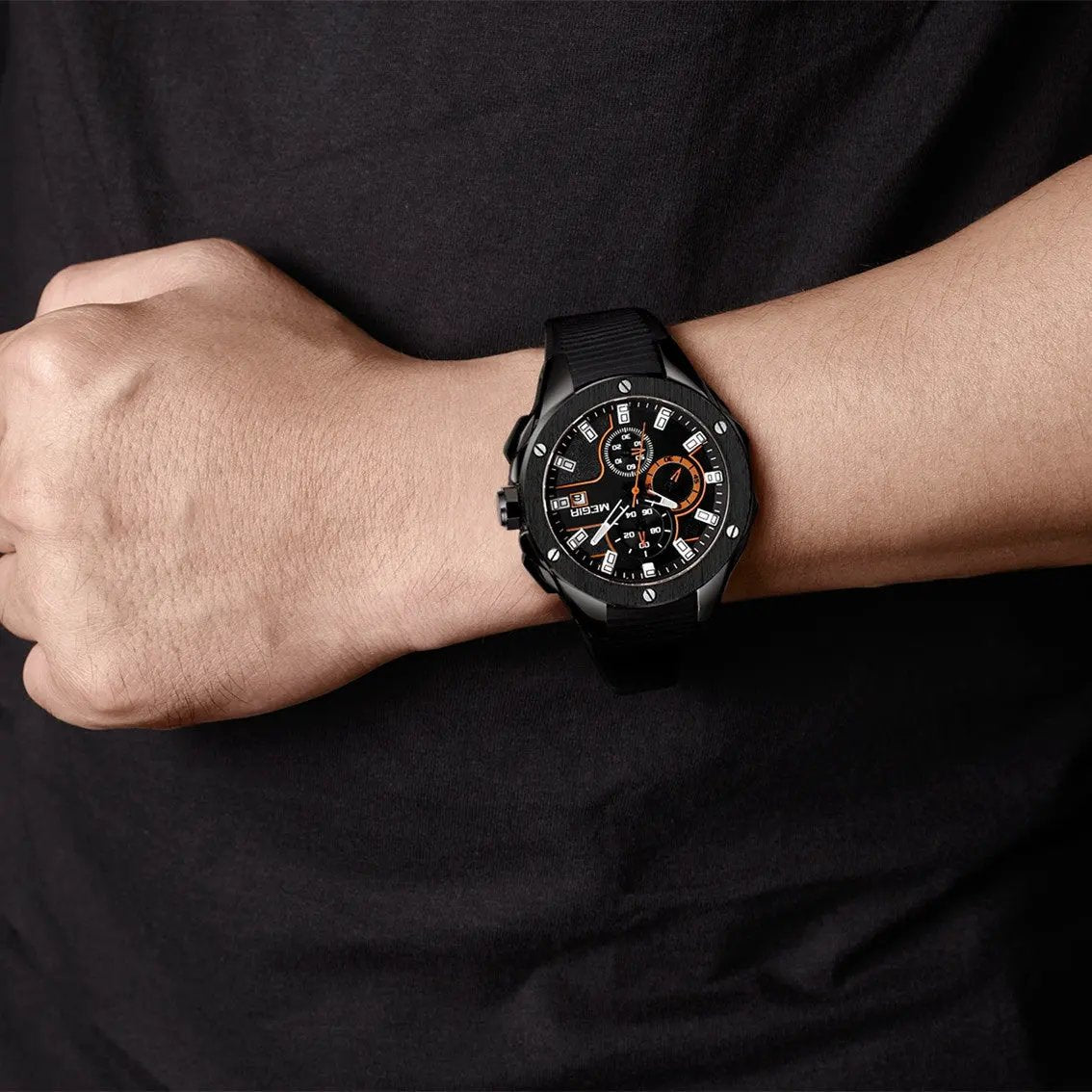 MEGIR Men Sport Military Watch Luxury Luminous Waterproof Chronograph Quartz Wristwatch Date Clock Relogio Masculino 2053 by MEGIR WATCH GROUP