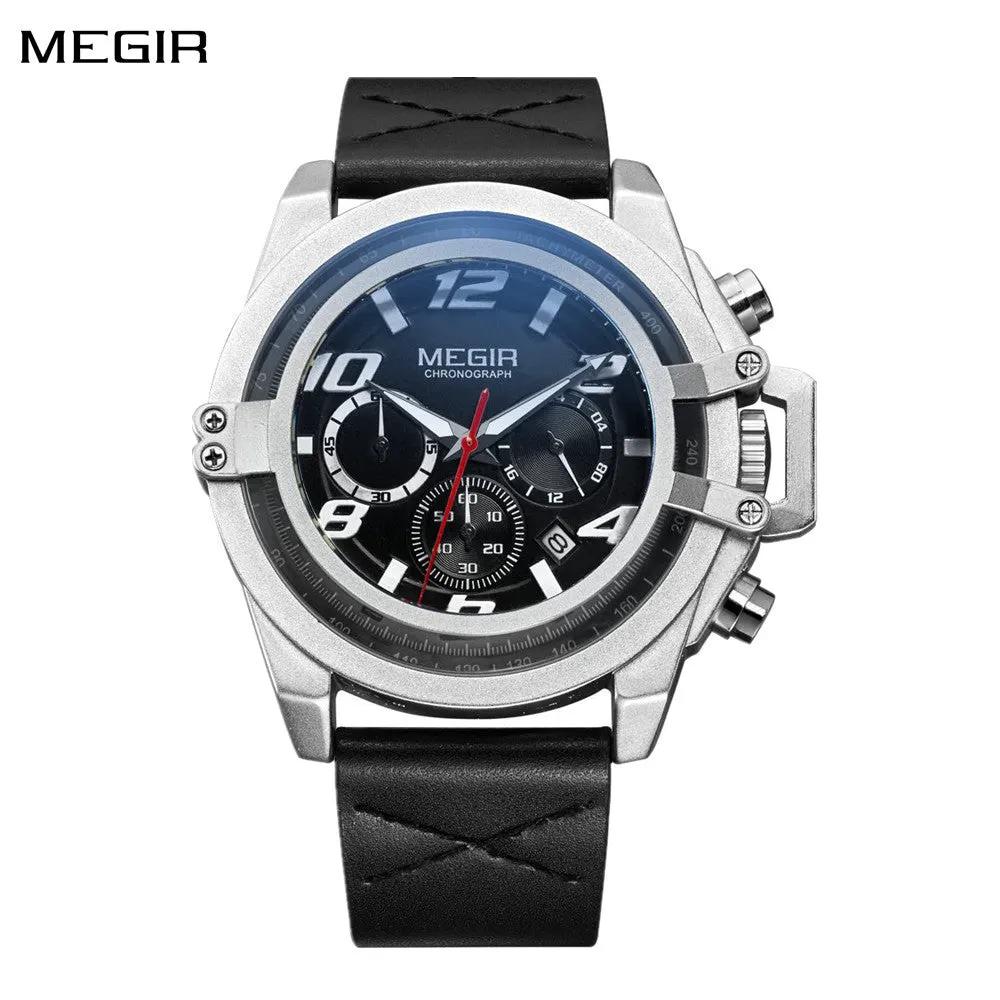 MEGIR Fashion Men Watches Leather Strap Sport Watch Chronograph Waterproof Quartz Wristwatch Clock Relogio Masculino 2052 by MEGIR WATCH GROUP