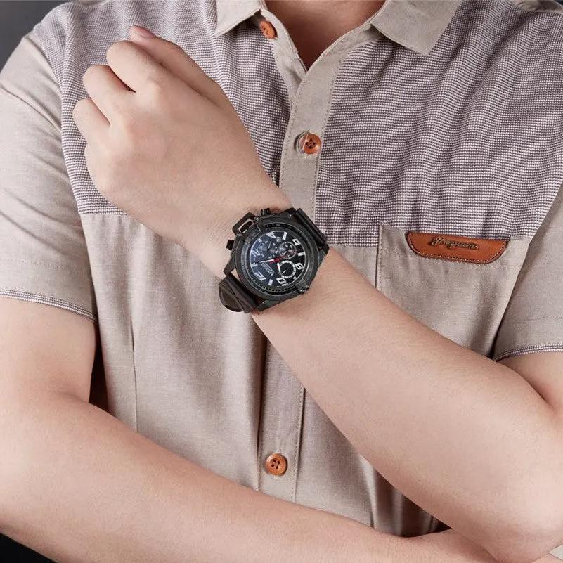 MEGIR Fashion Men Watches Leather Strap Sport Watch Chronograph Waterproof Quartz Wristwatch Clock Relogio Masculino 2052 by MEGIR WATCH GROUP
