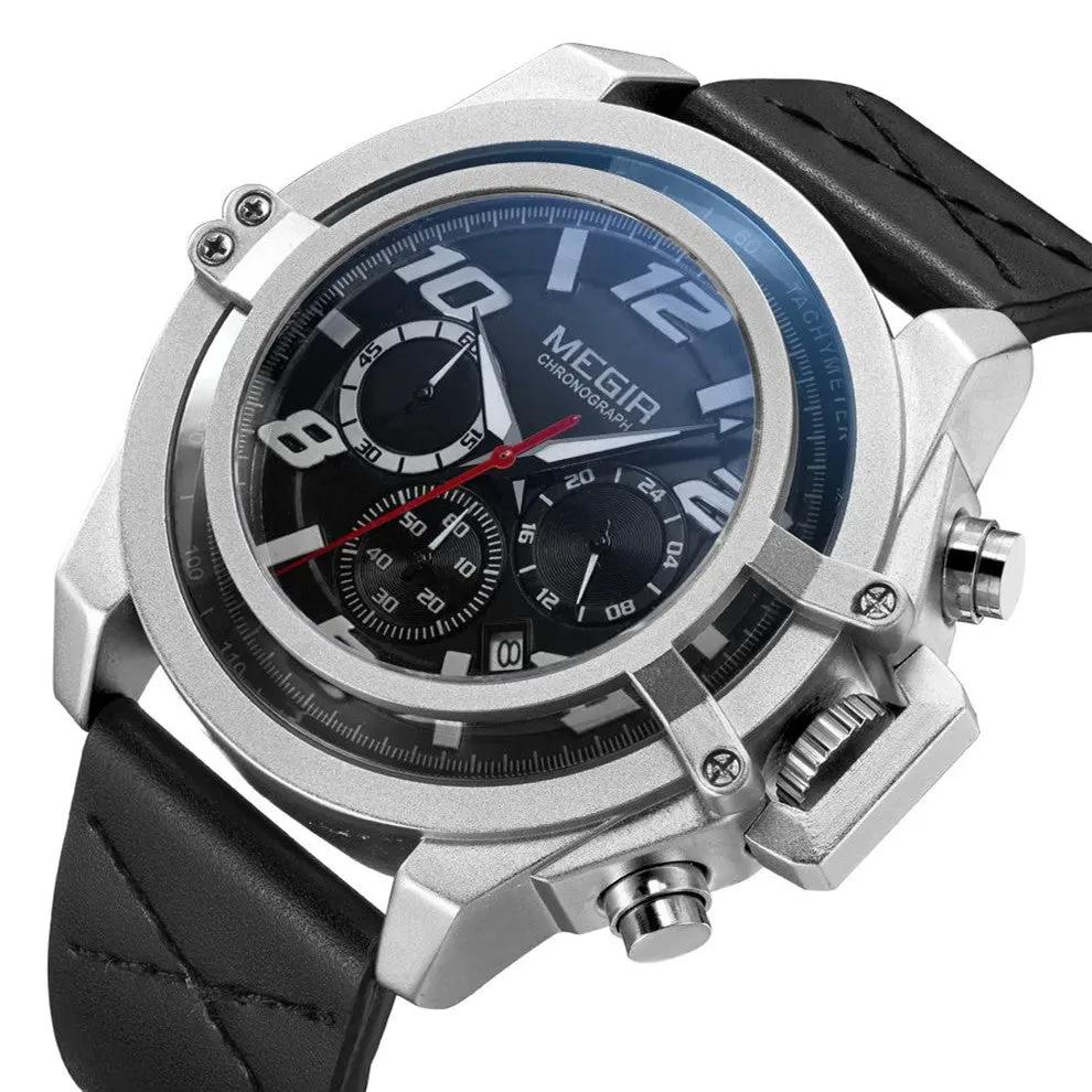 MEGIR Fashion Men Watches Leather Strap Sport Watch Chronograph Waterproof Quartz Wristwatch Clock Relogio Masculino 2052 by MEGIR WATCH GROUP